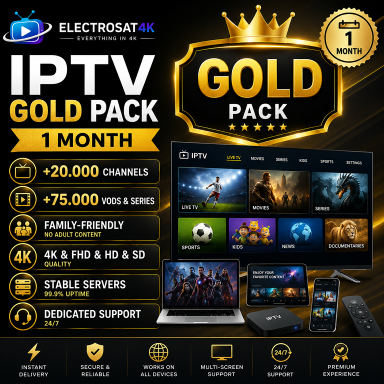 Gold Pack 1 Month Subscription - 20,000+ Channels & 75,000+ VODs